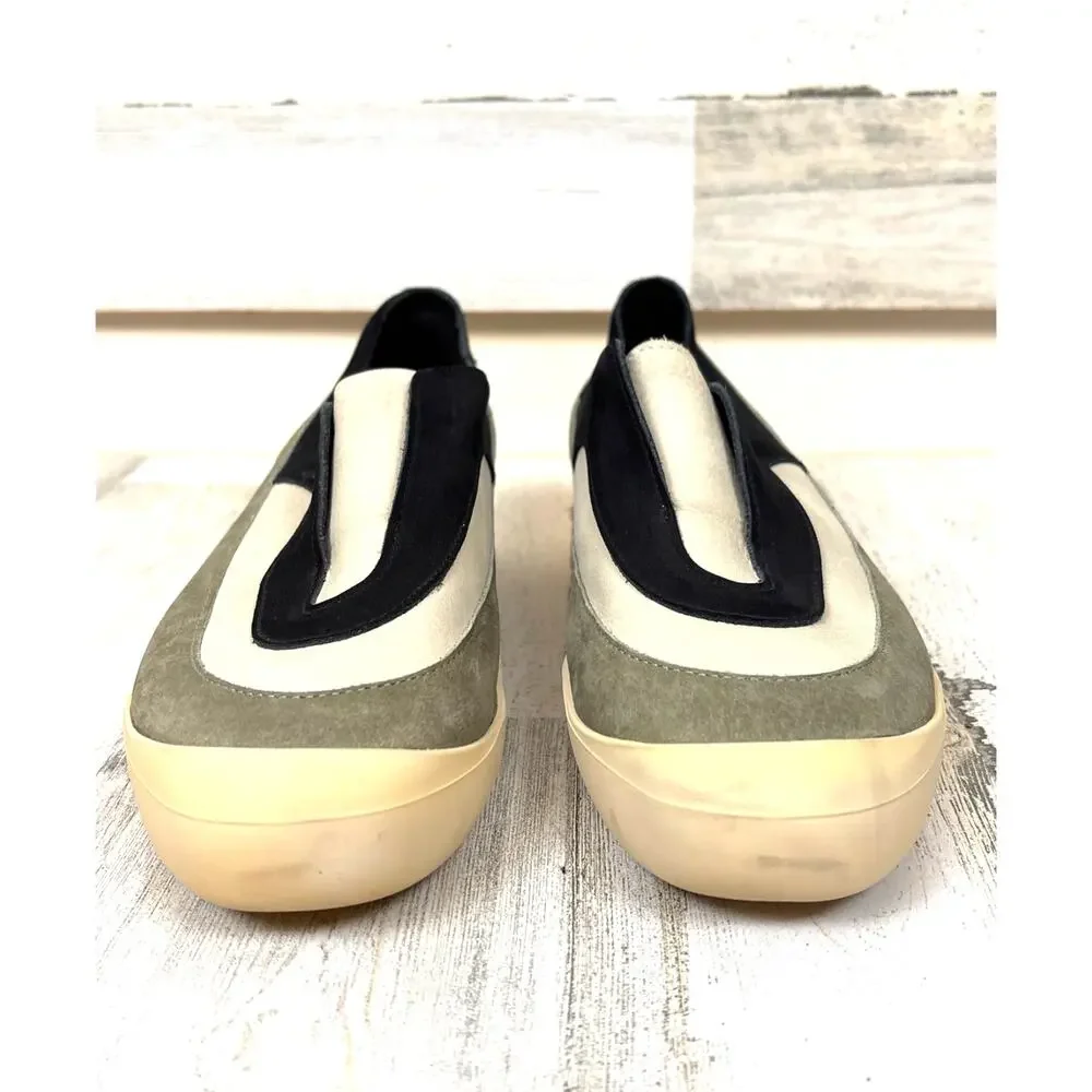 Arche Womens 8.5 Black Green Multi Suede Leather Platform Slip On Sneakers